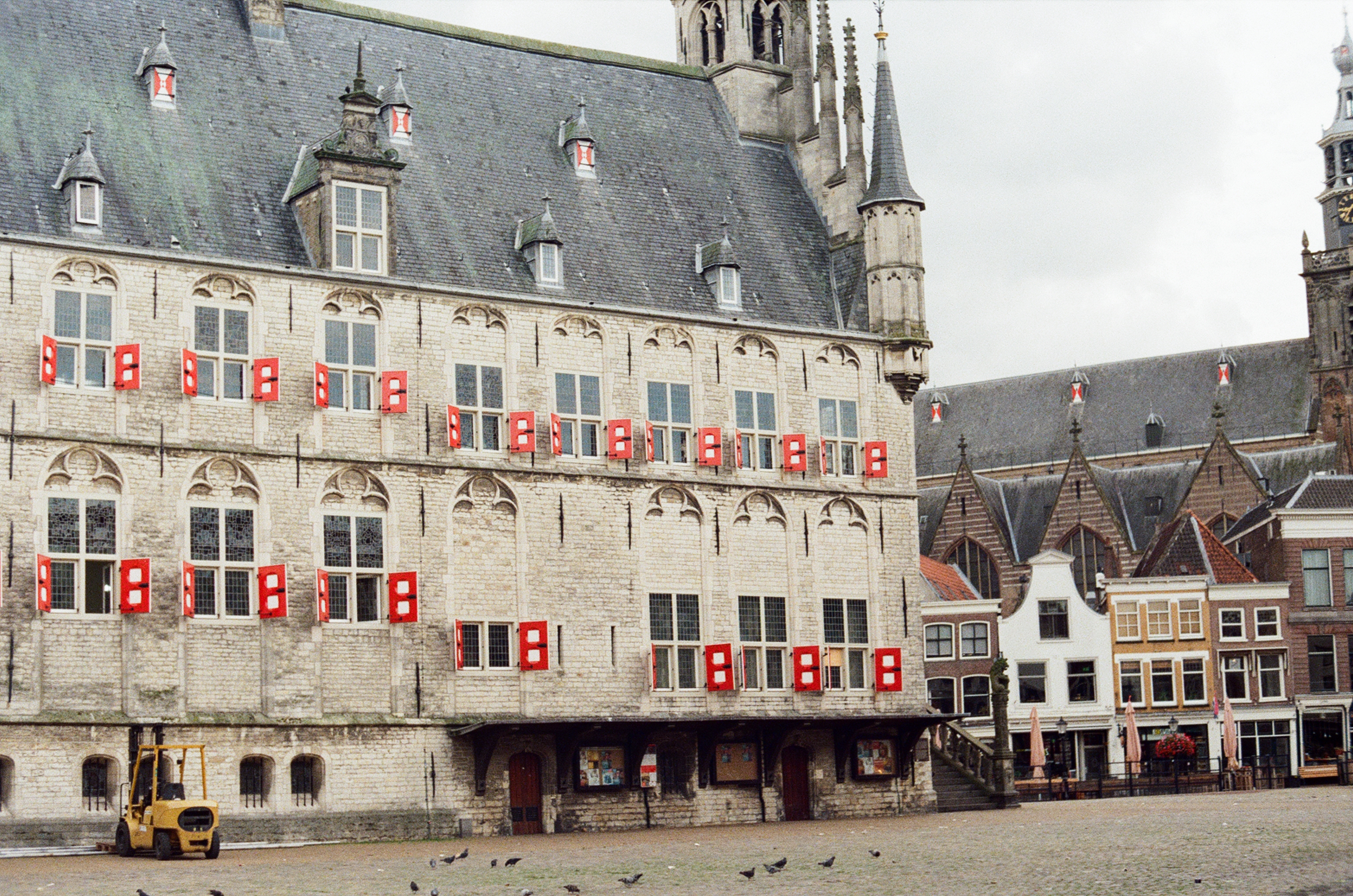 weighing house with red windows